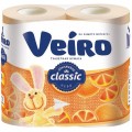Бумага туалетная VEIRO Classic 2сл, 4рул/упак, желтая