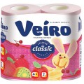 Бумага туалетная VEIRO Classic 2сл, 4рул/упак, розовая