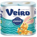 Бумага туалетная VEIRO Classic 2сл, 4рул/упак, голубая